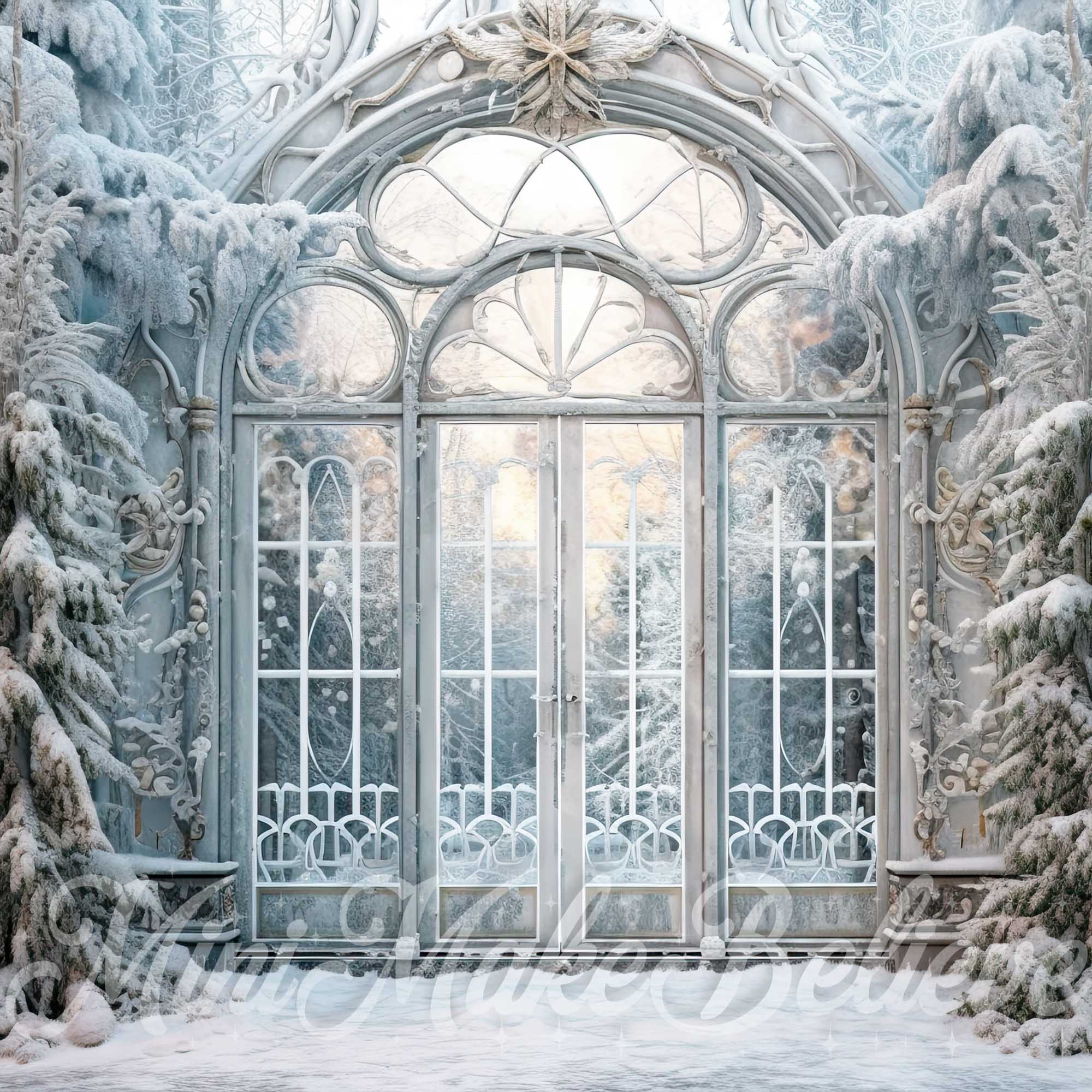 Kate Christmas Forest Estate Gate Winter Backdrop Designed by Mini MakeBelieve -UK