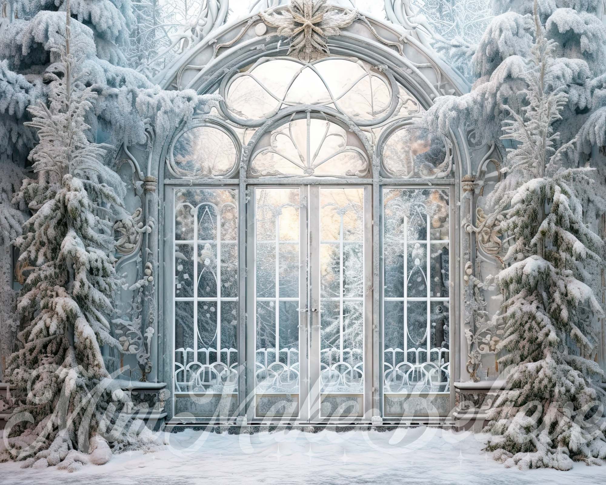 Kate Christmas Forest Estate Gate Winter Backdrop Designed by Mini MakeBelieve -UK