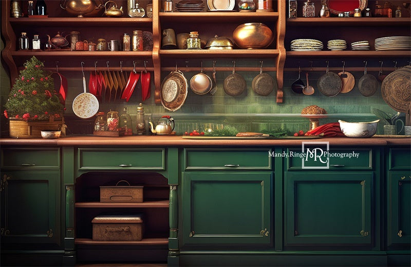 Kate Green Christmas Kitchen Backdrop Designed by Mandy Ringe Photography -UK