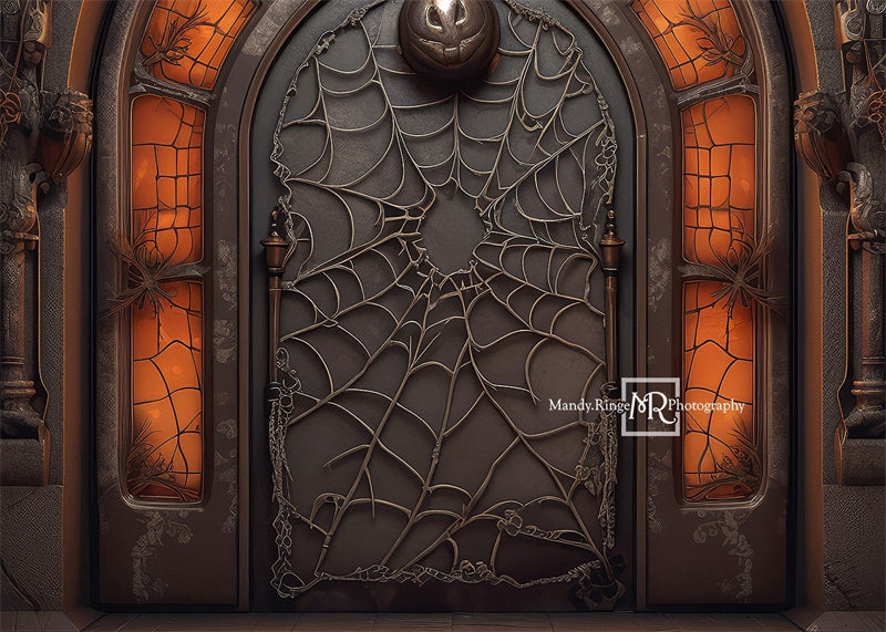 Kate Spooky Black&Orange Halloween Door Backdrop Designed by Mandy Ringe Photography -UK