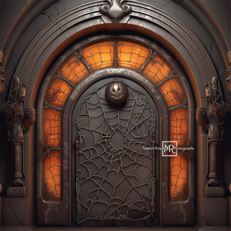 Kate Spooky Black&Orange Halloween Door Backdrop Designed by Mandy Ringe Photography -UK
