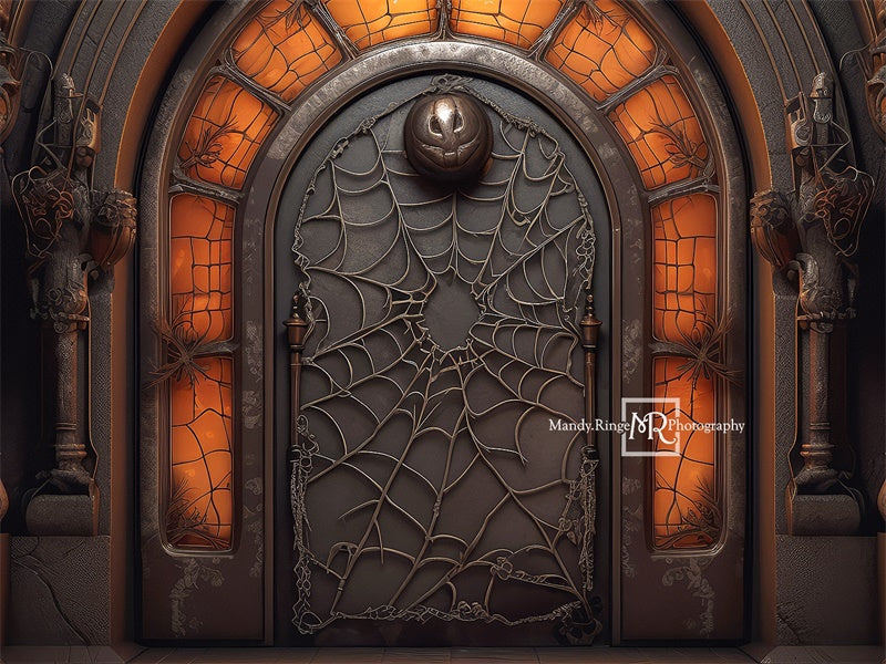 Kate Spooky Black&Orange Halloween Door Backdrop Designed by Mandy Ringe Photography -UK