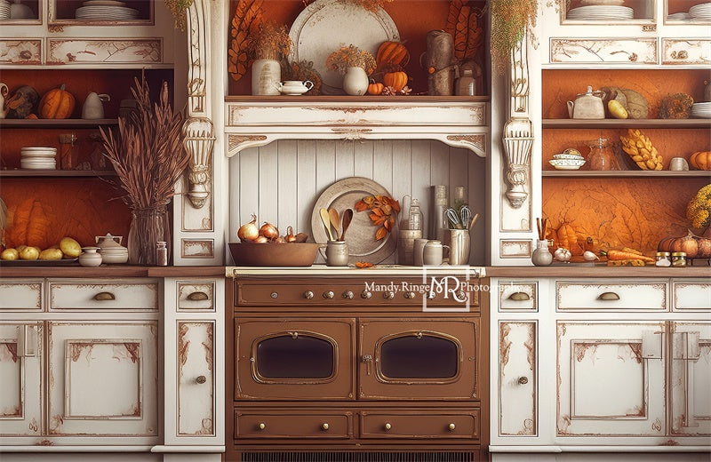 Kate Autumn Pumpkins Kitchen Backdrop Designed by Mandy Ringe Photography -UK