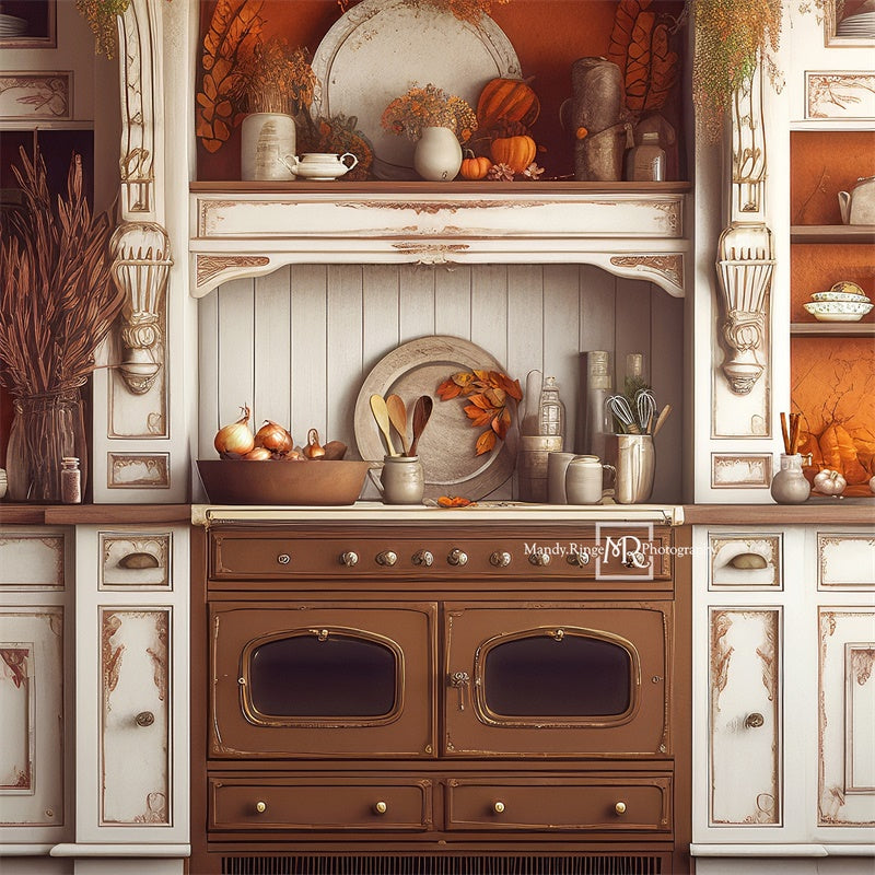 Kate Autumn Pumpkins Kitchen Backdrop Designed by Mandy Ringe Photography