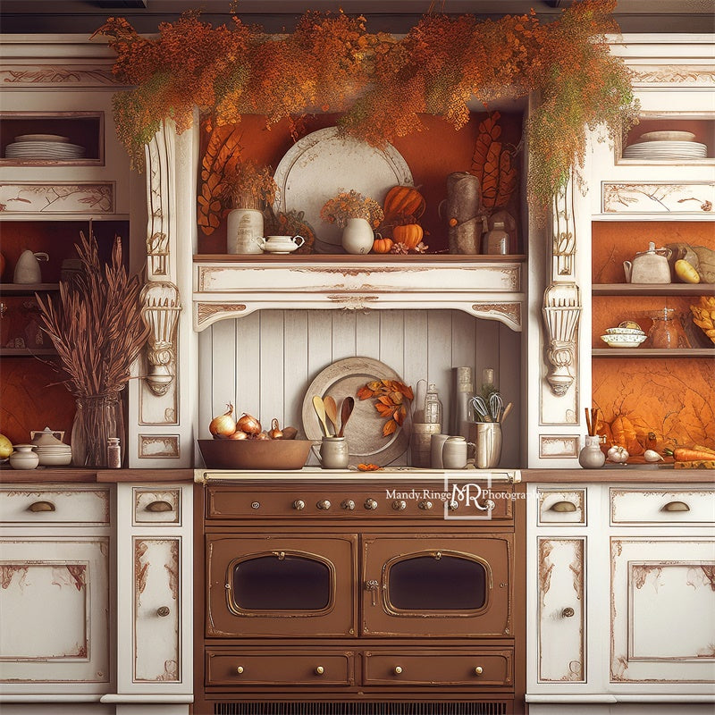 Kate Autumn Pumpkins Kitchen Backdrop Designed by Mandy Ringe Photography -UK