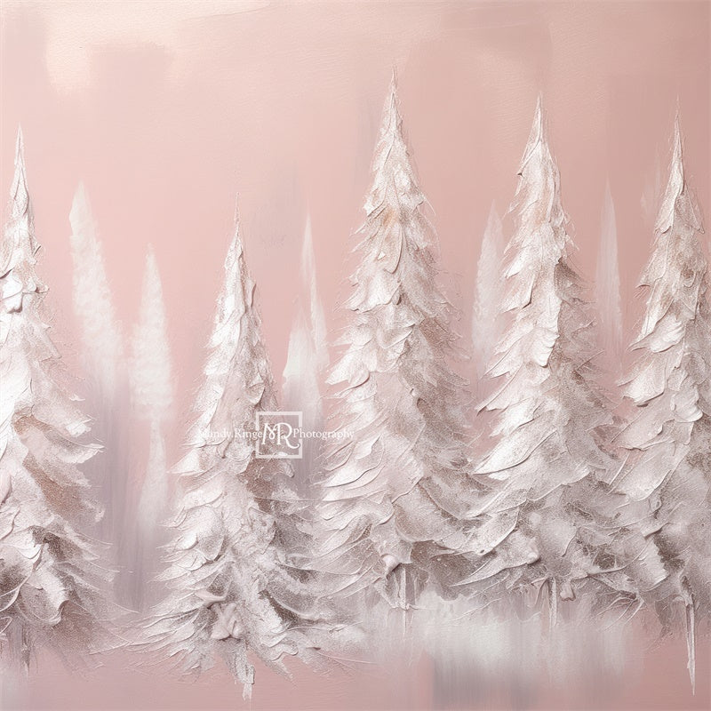 Kate Christmas White Pink Pine Trees Backdrop Designed by Mandy Ringe Photography -UK