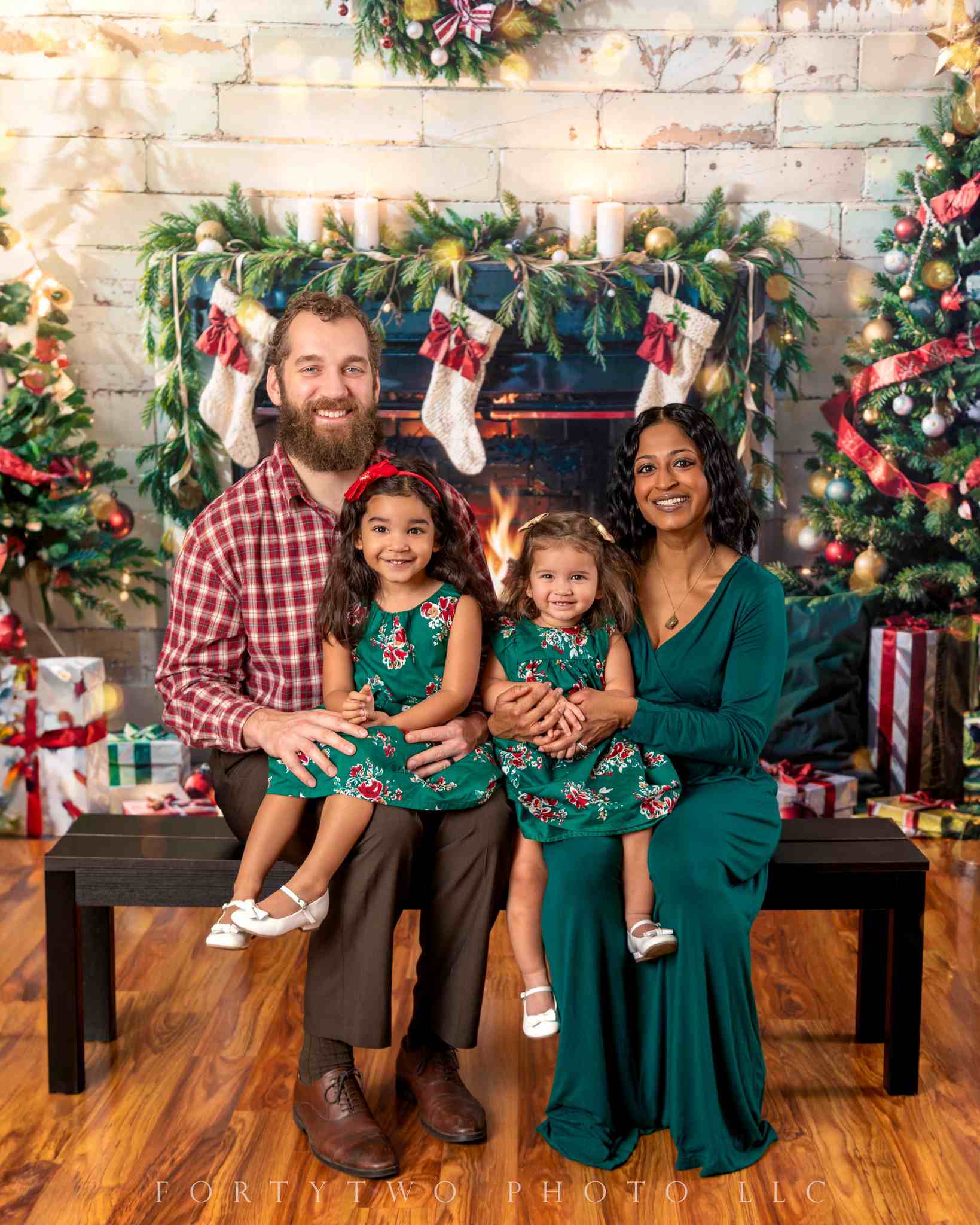 Kate Christmas Fireplace White Wall Backdrop for Photography -UK