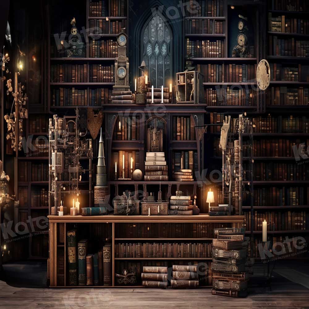 Kate Back to School Bookshelf Magic World Backdrop Designed by Chain Photography