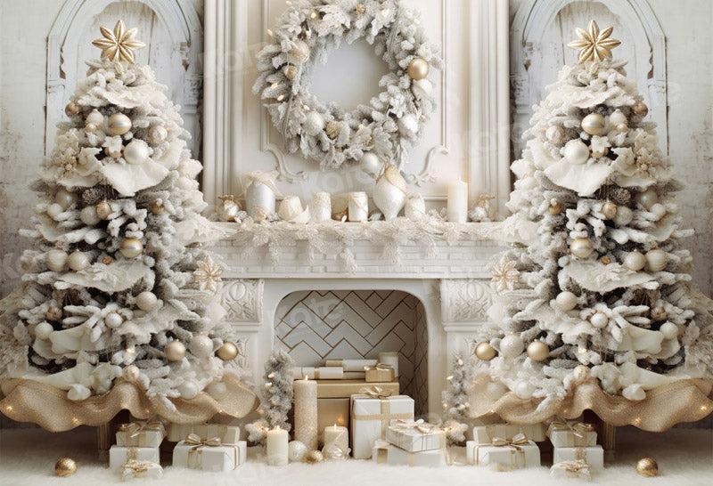 Kate Christmas Elegant Room Fireplace Backdrop for Photography