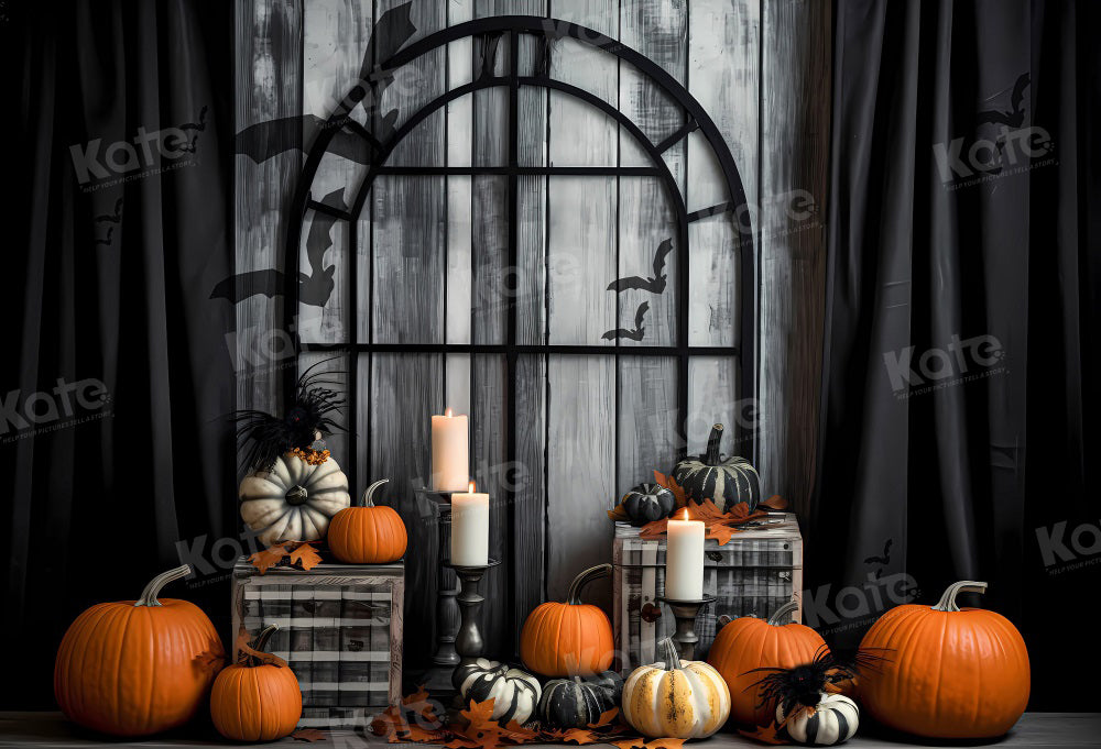 Kate Halloween Pumpkin Black Window Backdrop for Photography -UK