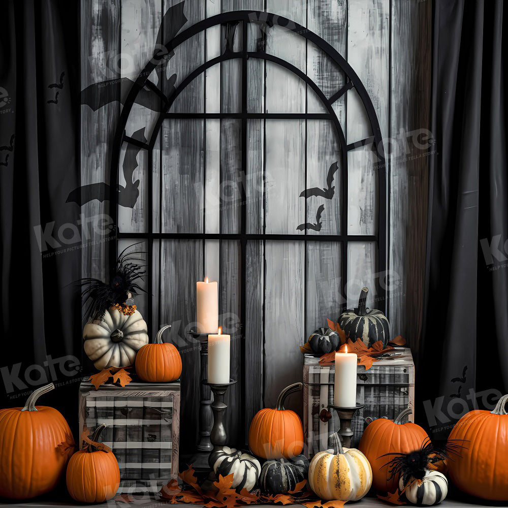Kate Halloween Pumpkin Black Window Backdrop for Photography -UK