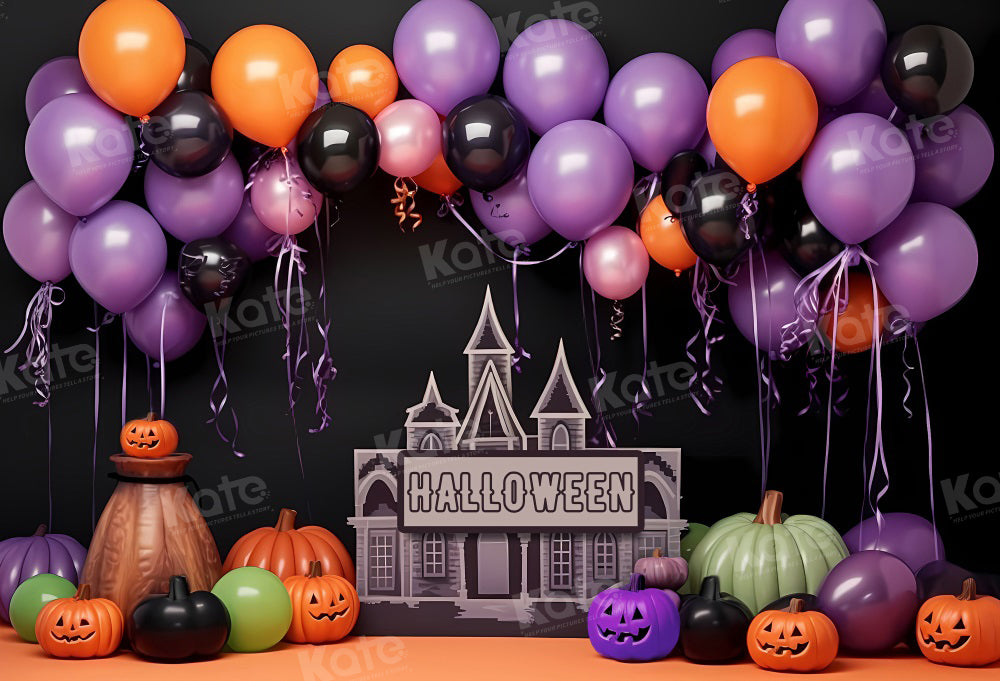 Kate Halloween Pumpkin Purple Balloon Backdrop for Photography -UK