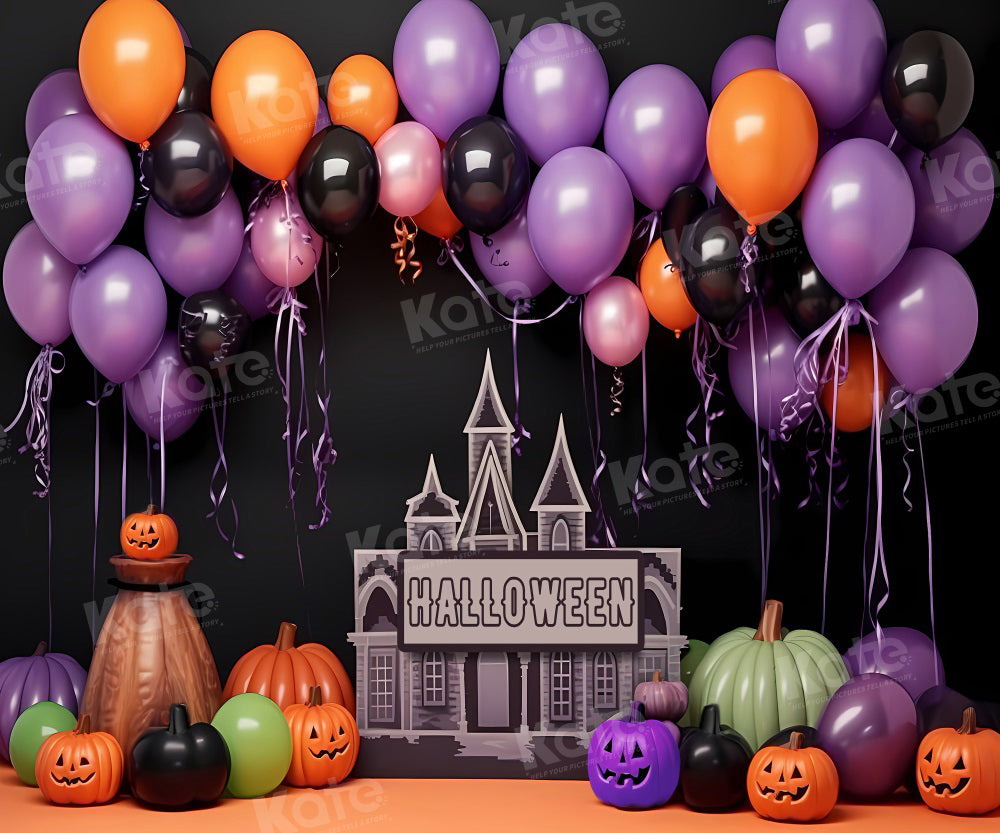 Kate Halloween Pumpkin Purple Balloon Backdrop for Photography -UK