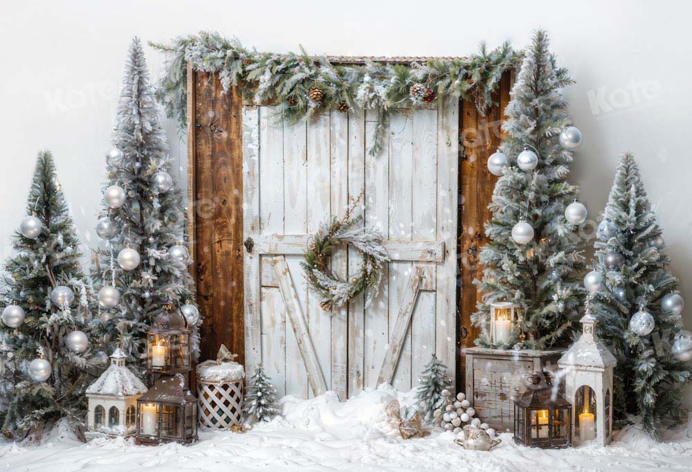 Kate Christmas Tree White Barn Door Backdrop Designed by Emetselch -UK