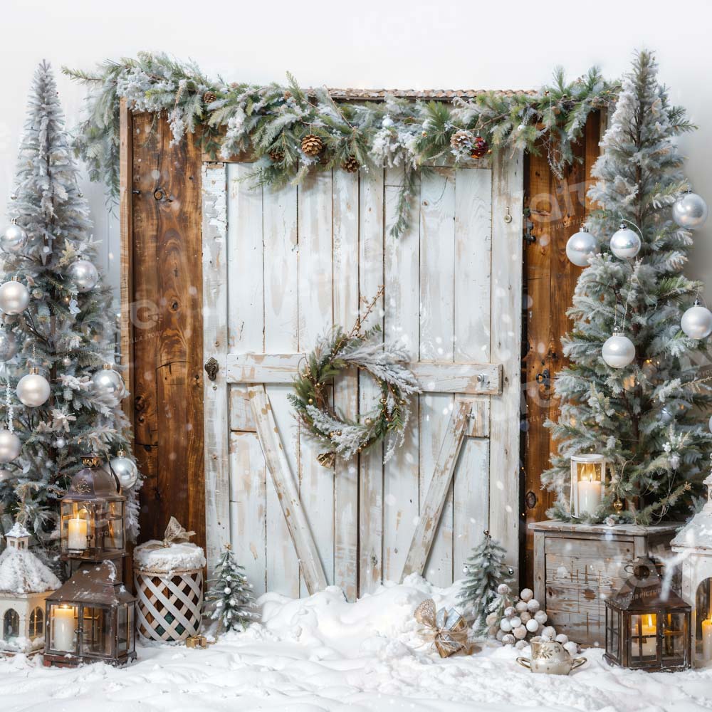 Kate Christmas Tree White Barn Door Backdrop Designed by Emetselch -UK