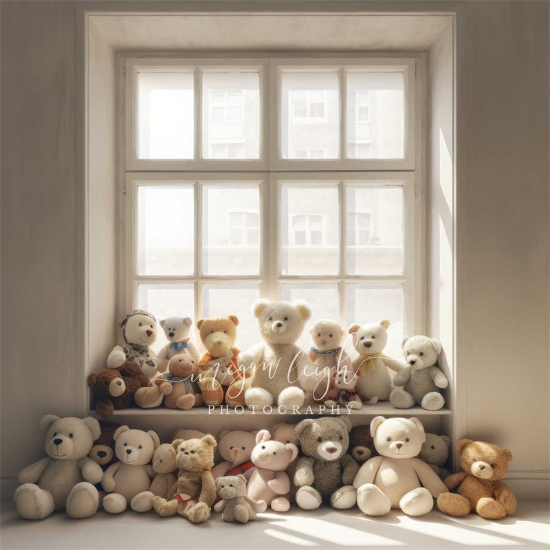 Kate Cream Teddy Bear Window Backdrop Designed by Megan Leigh Photography -UK