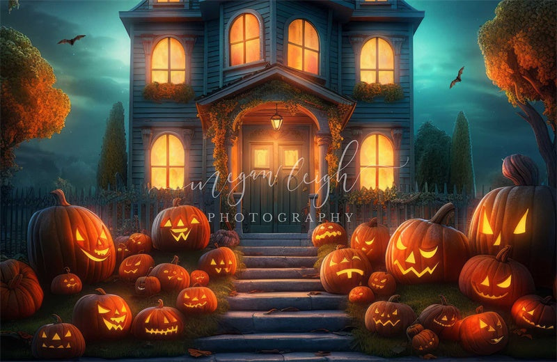 Kate Halloween Spooky Pumpkin House Backdrop Designed by Megan Leigh Photography -UK