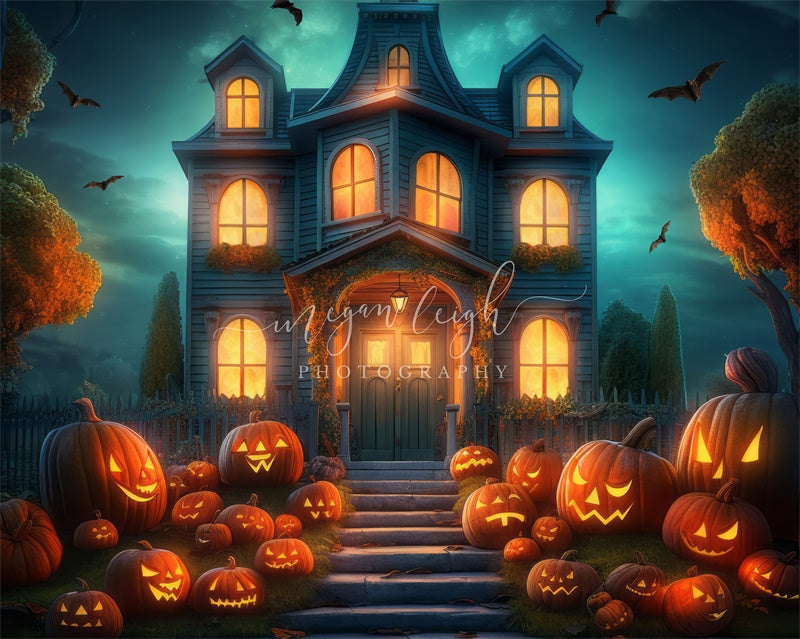 Kate Halloween Spooky Pumpkin House Backdrop Designed by Megan Leigh Photography -UK
