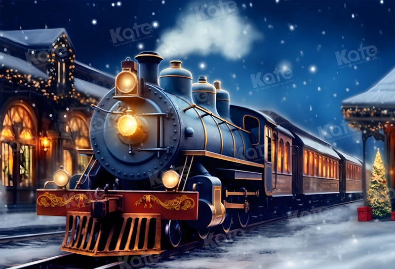 Kate Christmas Winter Train Backdrop for Photography -UK