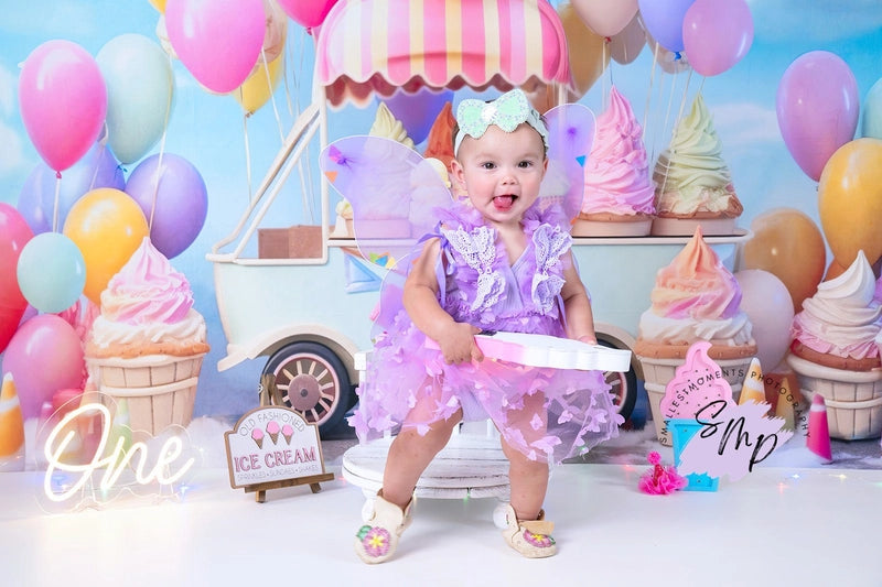 Kate Summer Ice Cream Car Balloon Backdrop Designed by Chain Photography -UK