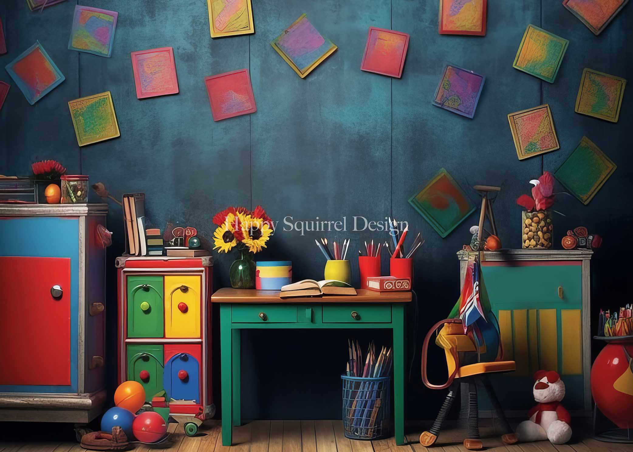 Kate Back to School Classroom Backdrop Designed by Happy Squirrel Design -UK