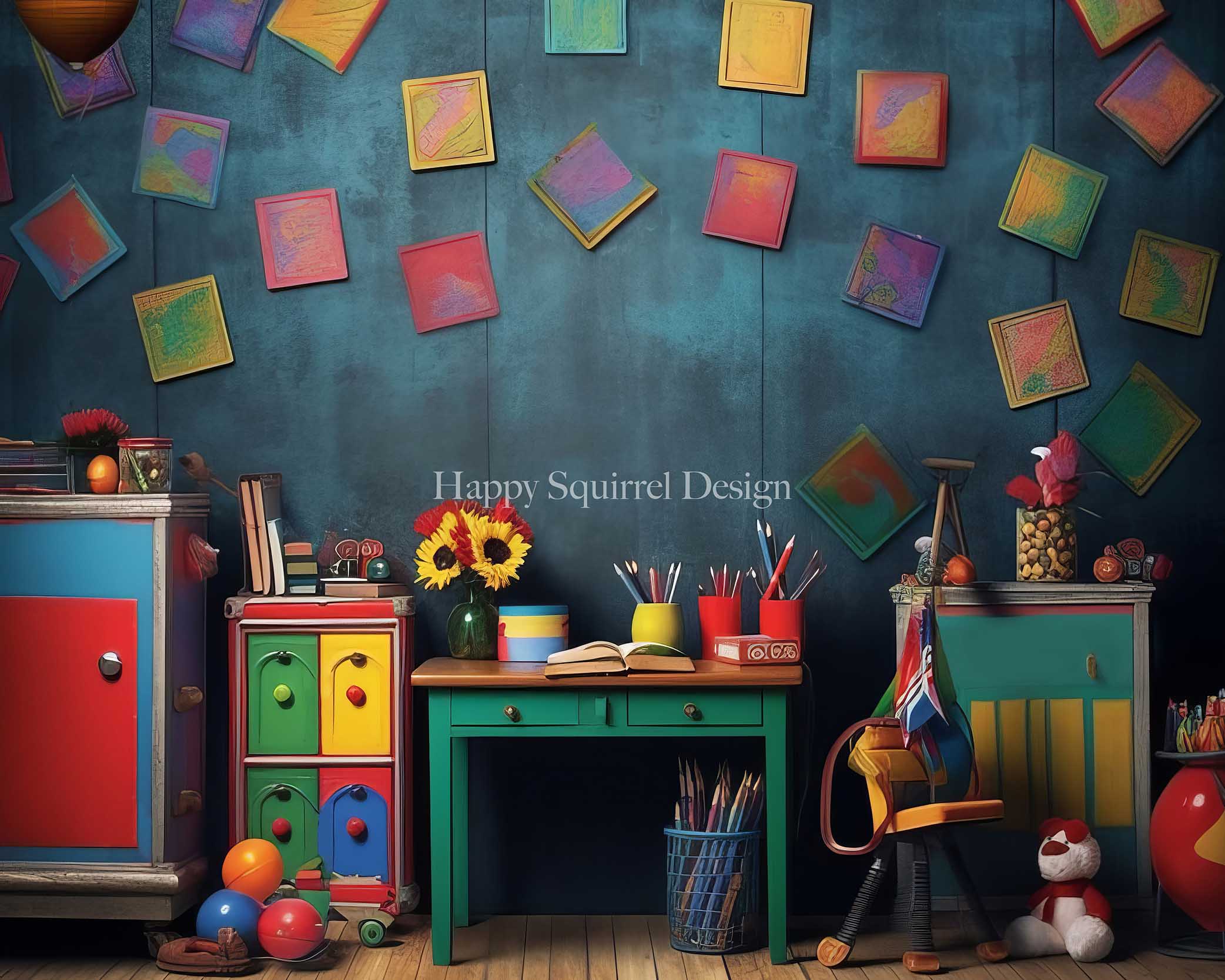 Kate Back to School Classroom Backdrop Designed by Happy Squirrel Design -UK