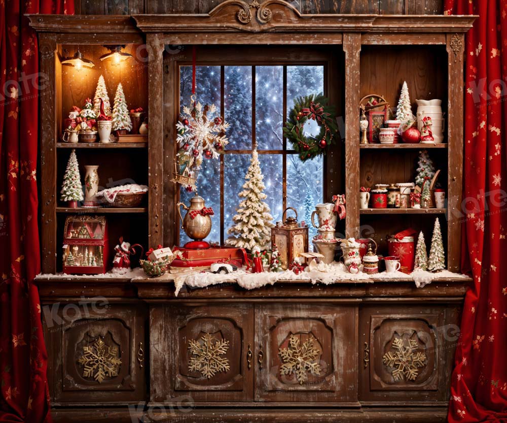 Kate Christmas Red Brown Kitchen Backdrop Designed by Emetselch -UK