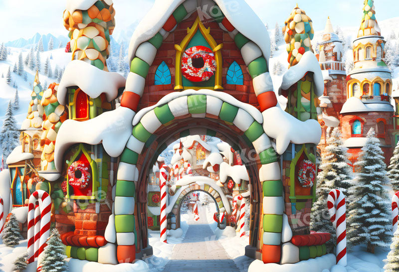 Kate Christmas Candy Snow Street Backdrop for Photography -UK