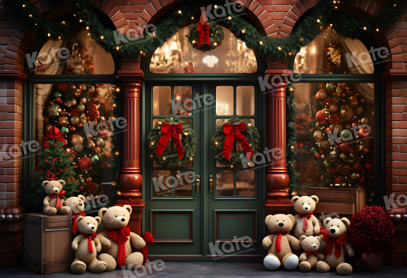 Kate Christmas Store Teddy Bear Backdrop for Photography