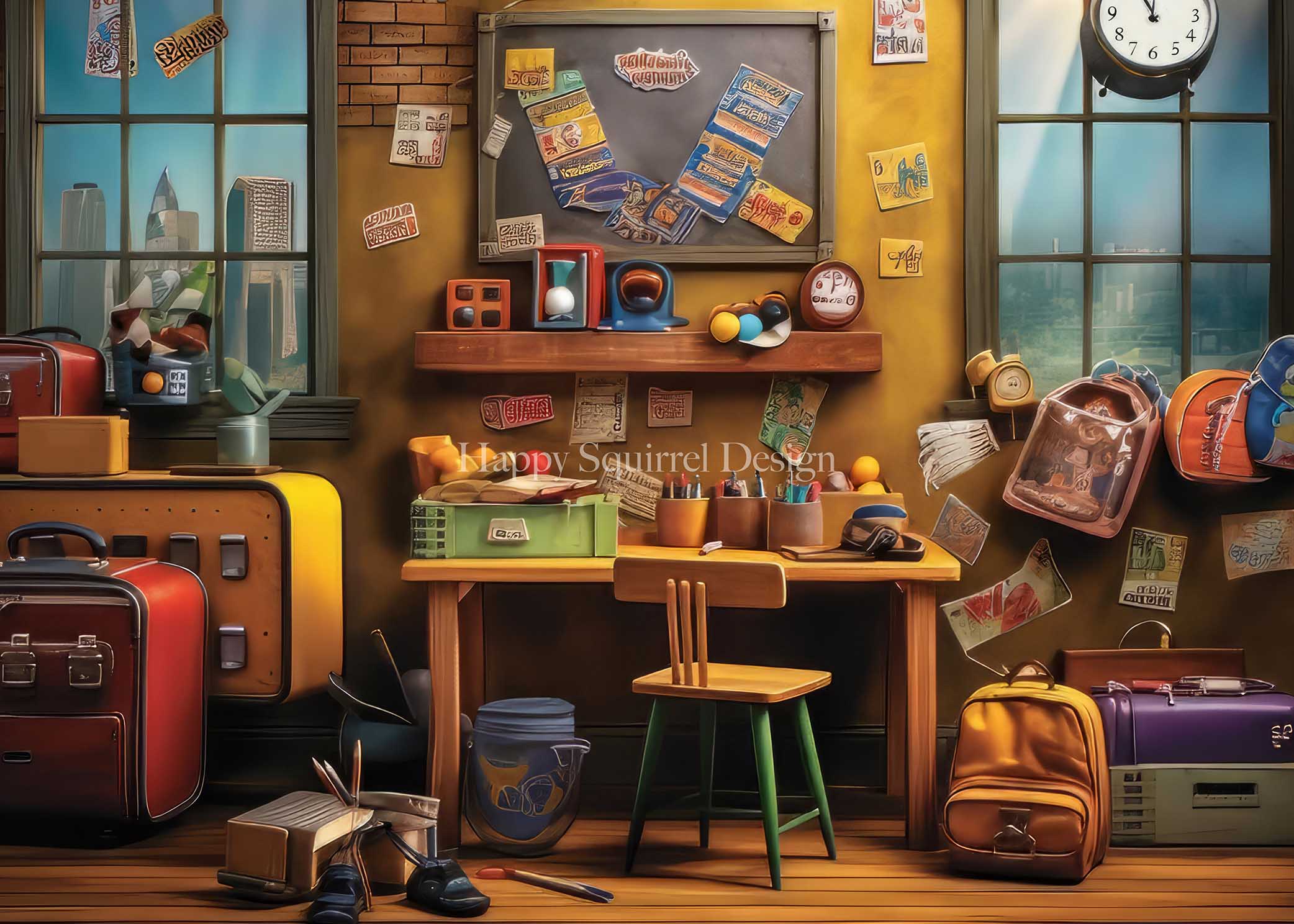 Kate Back to School House Workspace Backdrop Designed by Happy Squirrel Design -UK