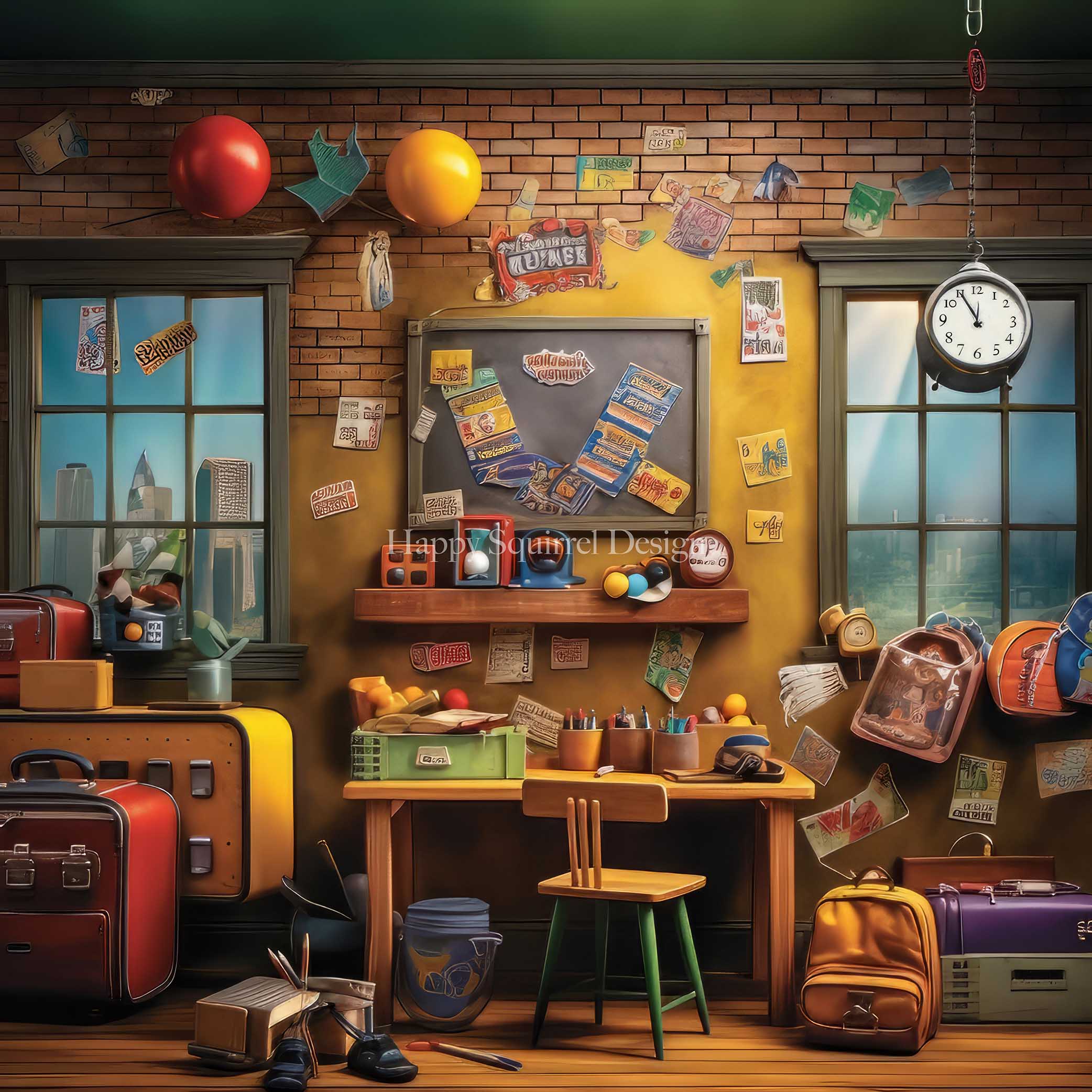 Kate Back to School House Workspace Backdrop Designed by Happy Squirrel Design -UK