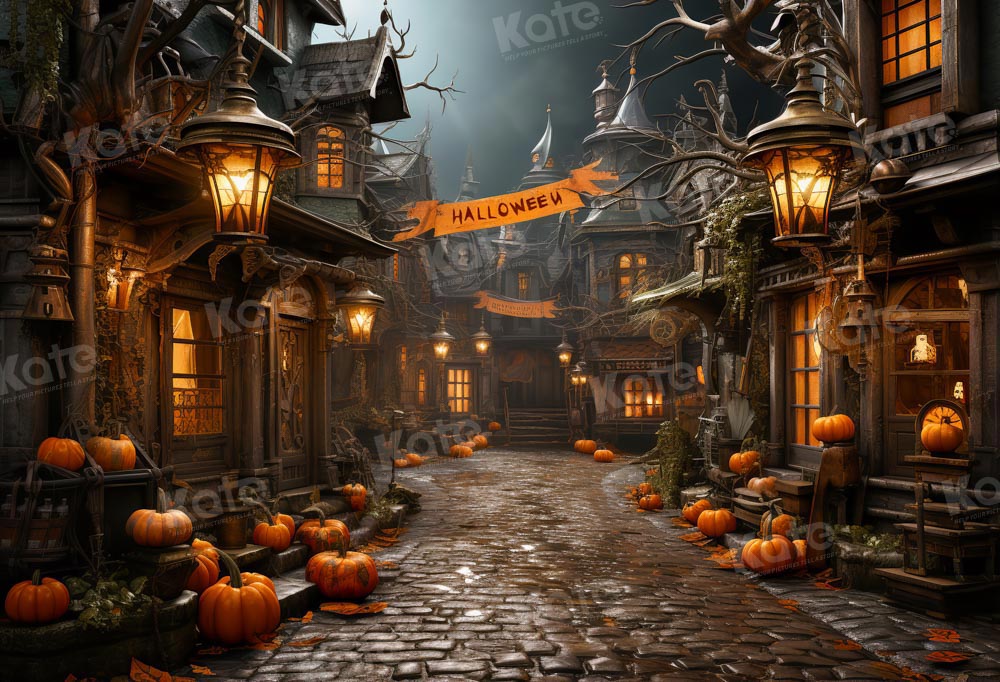 Kate Halloween Street Pumpkin Backdrop Designed by Emetselch -UK