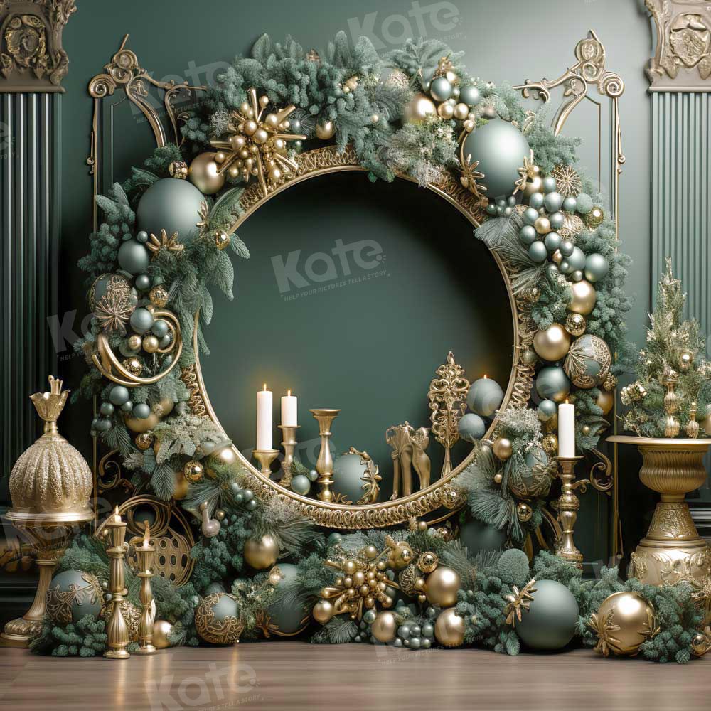 Kate Christmas Vintage Green Wall Wreath Backdrop Designed by Emetselch -UK