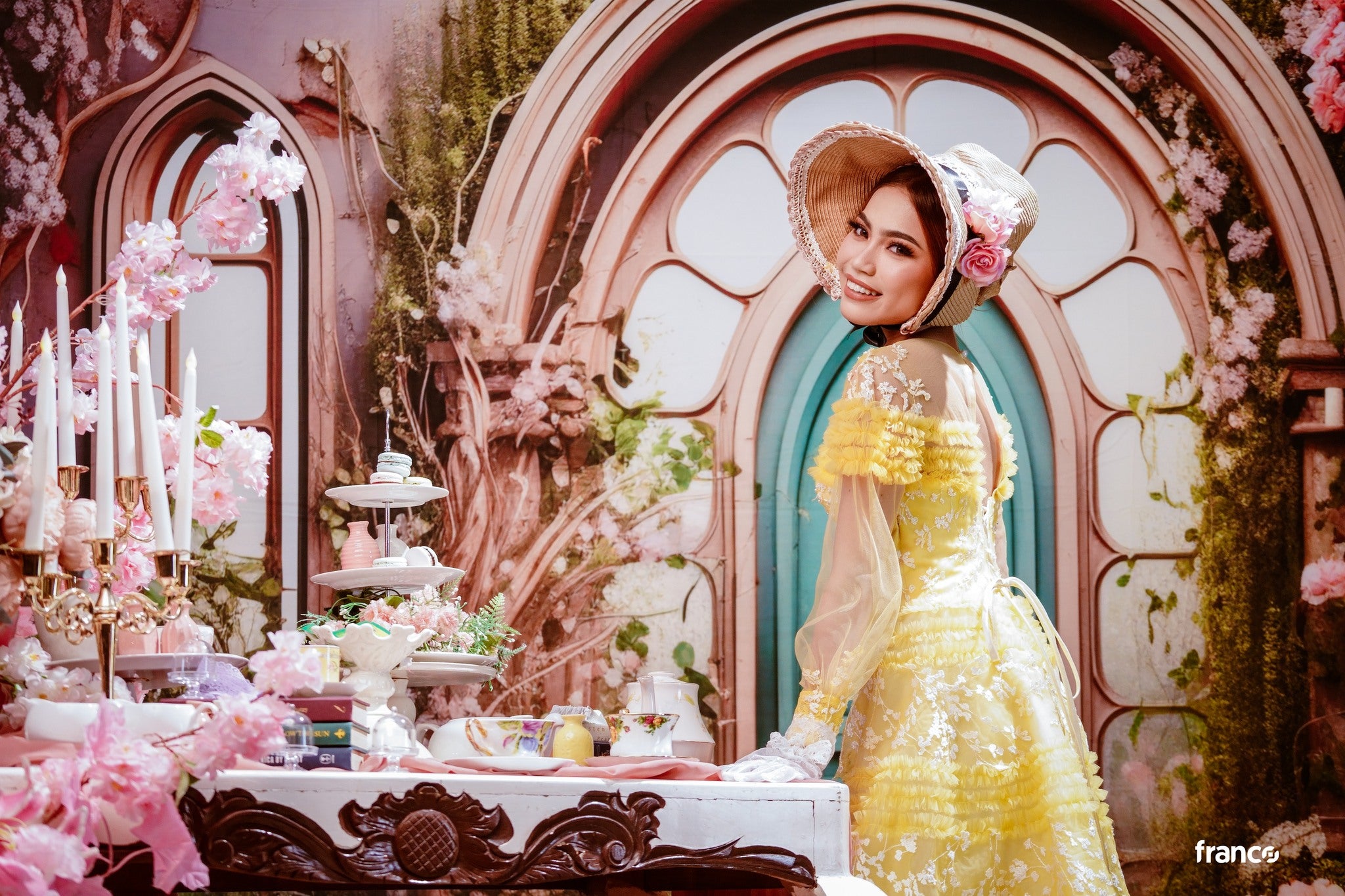 Kate Summer Pink Flower Tree House Backdrop Designed by Emetselch -UK