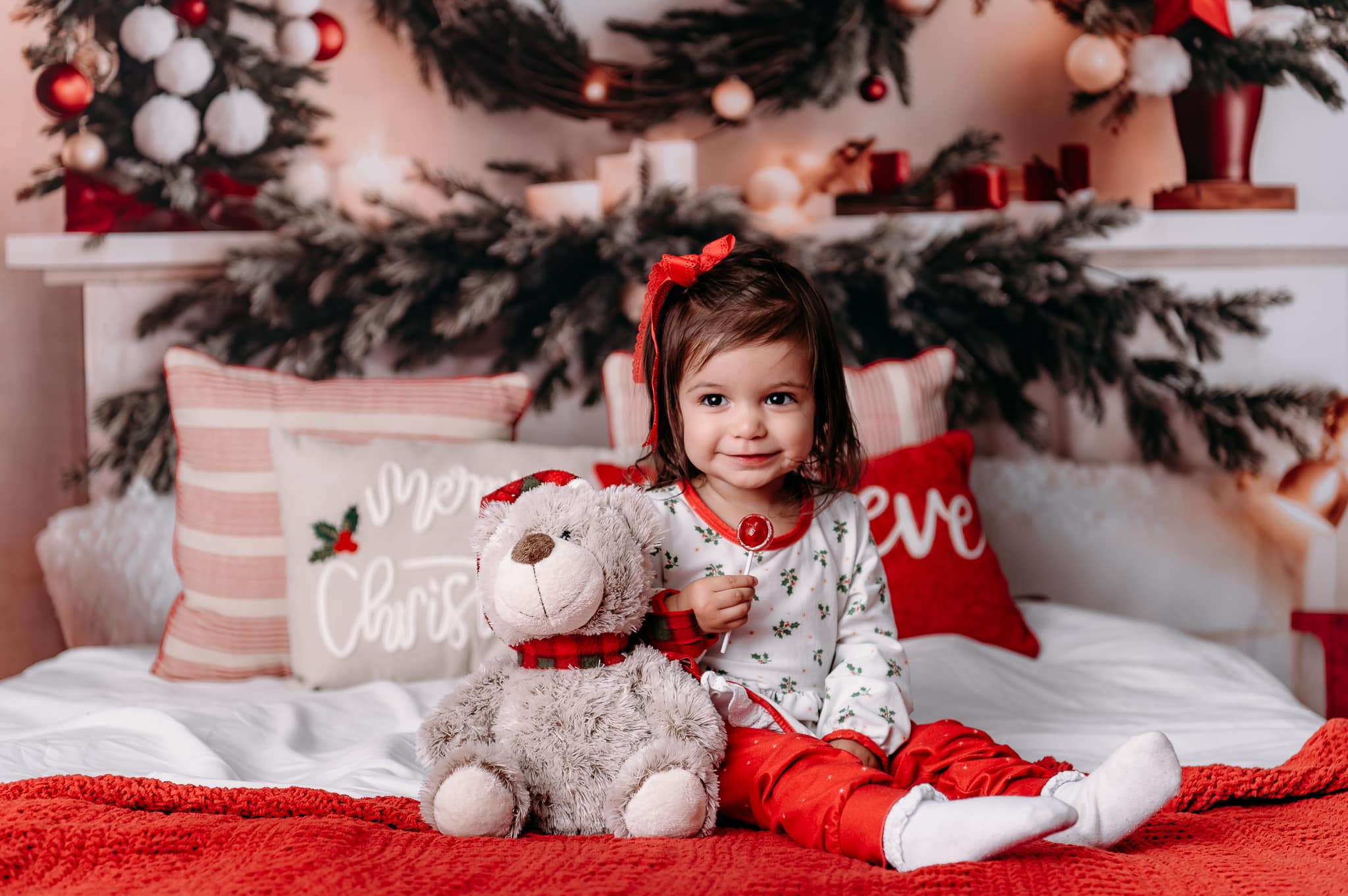 Kate Warm Christmas Headboard Tree Backdrop for Photography