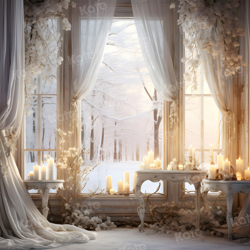 Kate Winter White Elegant Candle Backdrop for Photography -UK