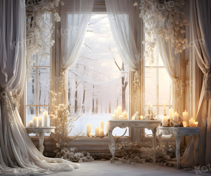 Kate Winter White Elegant Candle Backdrop for Photography -UK