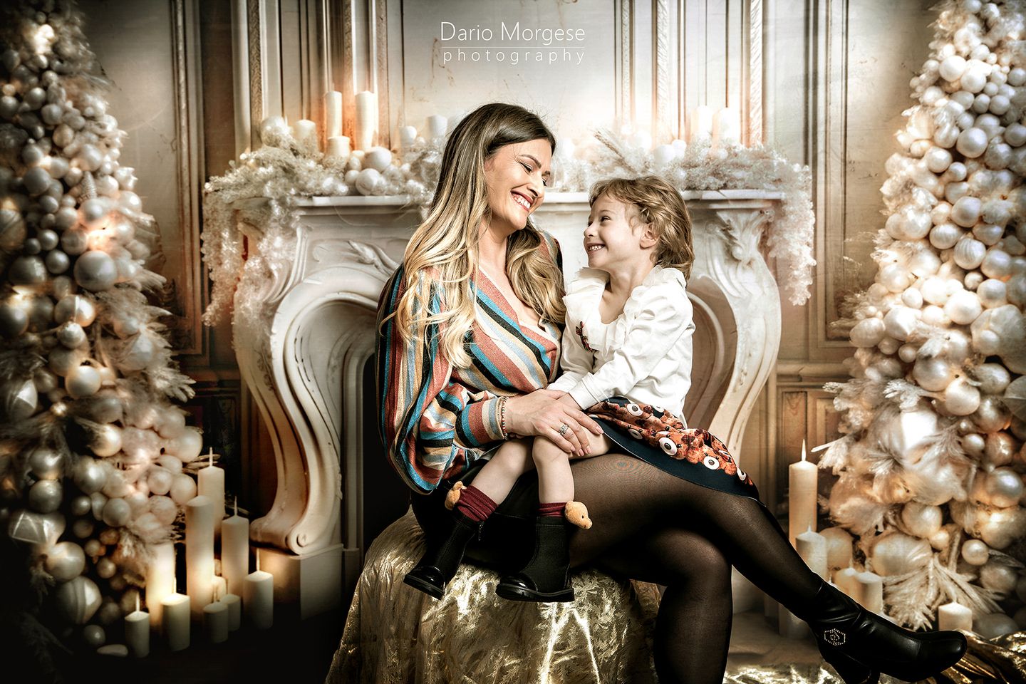 Kate Christmas Candle White Fireplace Tree Backdrop for Photography -UK