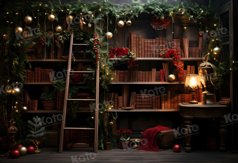 Kate Christmas Bookshelf Wooden Ladder Backdrop for Photography -UK