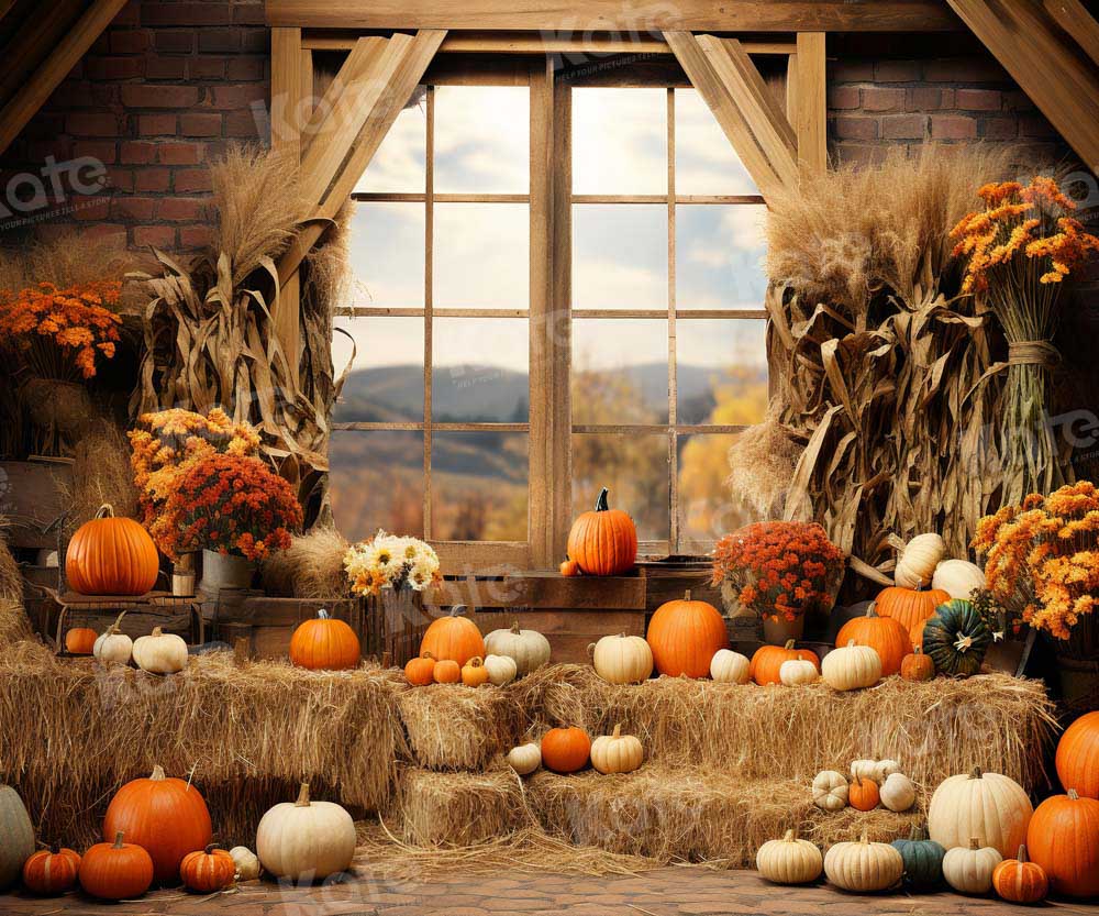 Kate Autumn Pumpkin Barn Backdrop Designed by Emetselch -UK