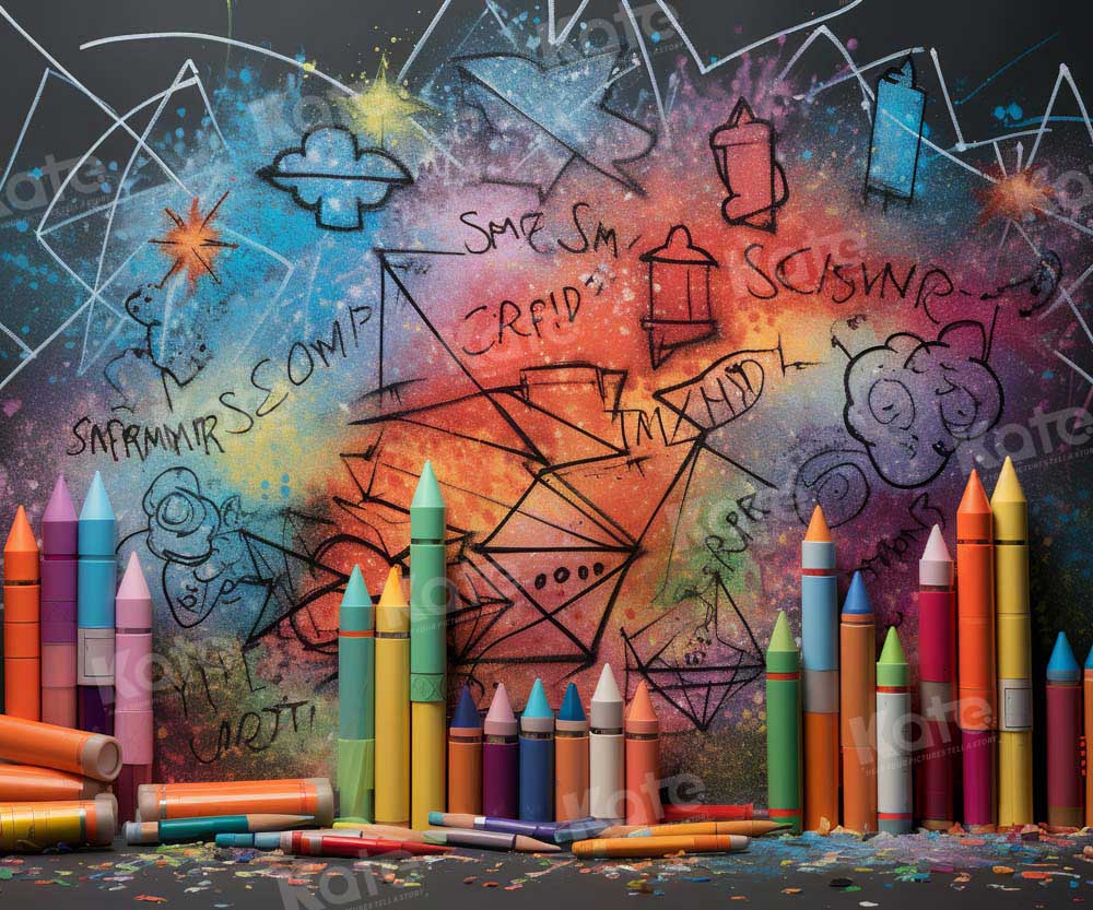 Kate Back to School Crayon Dream Backdrop Designed by Emetselch -UK