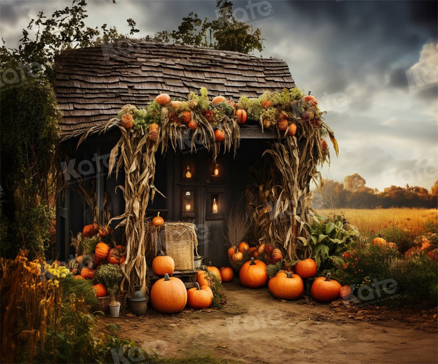 Kate Autumn Old Pumpkin House Backdrop for Photography -UK