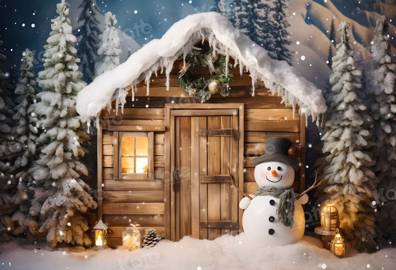 Kate Winter Christmas Snowman House Backdrop for Photography -UK