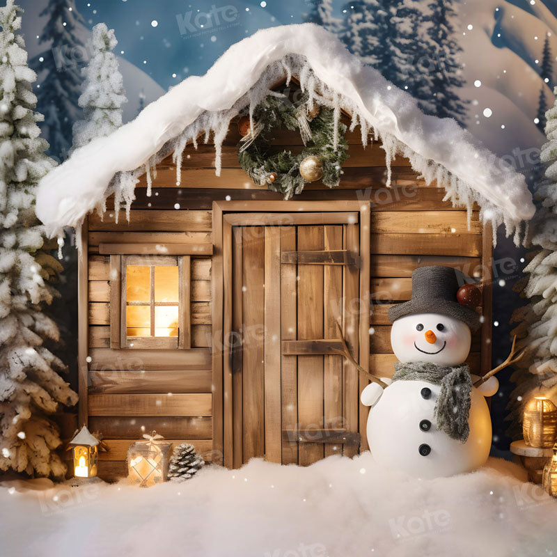 Kate Winter Christmas Snowman House Backdrop for Photography -UK