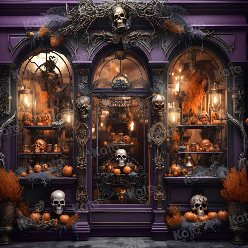 Kate Halloween Purple Store Skeleton Hand Backdrop for Photography -UK