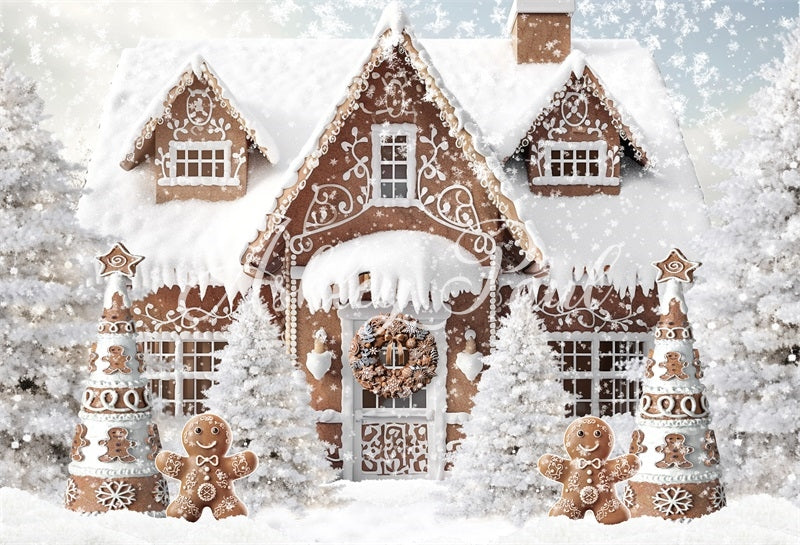 Kate Winter Christmas Gingerbread House Backdrop Designed by Ashley Paul -UK