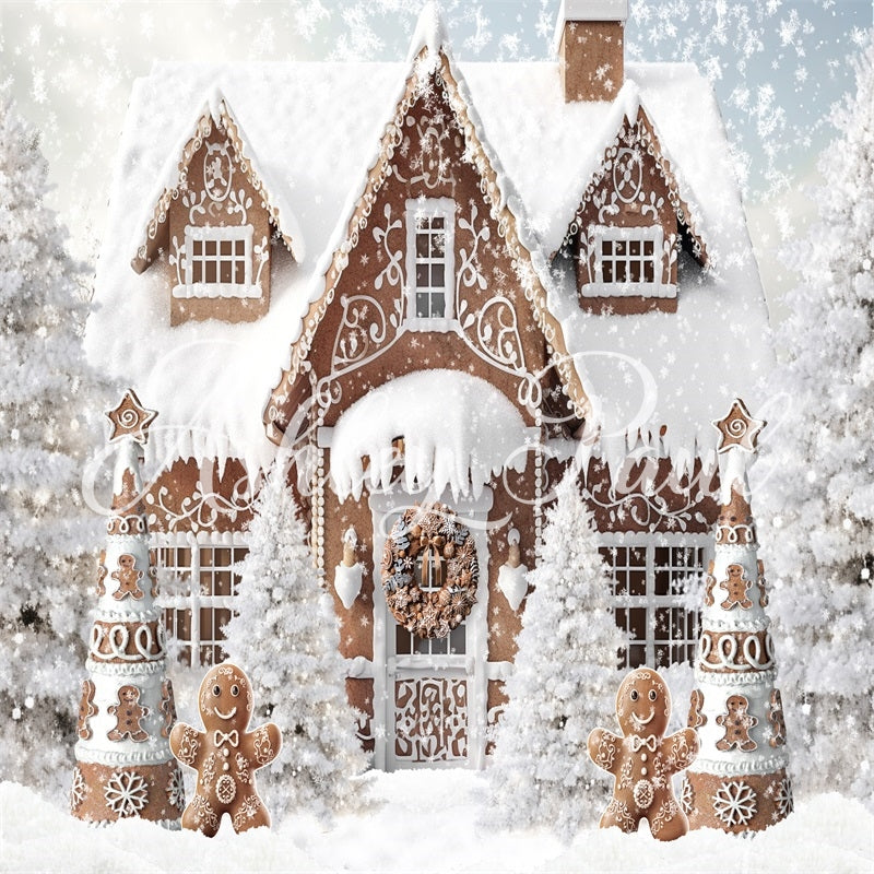 Kate Winter Christmas Gingerbread House Backdrop Designed by Ashley Paul -UK