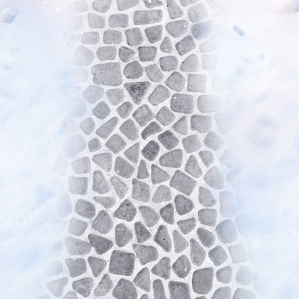 Kate Winter Snowy Cobblestone Path Floor Backdrop for Photography -UK