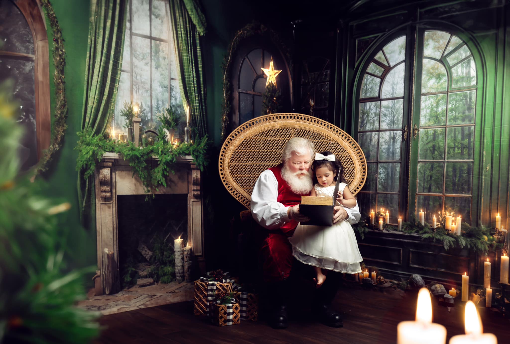 Kate Christmas Fireplace Window Green Room Set -UK