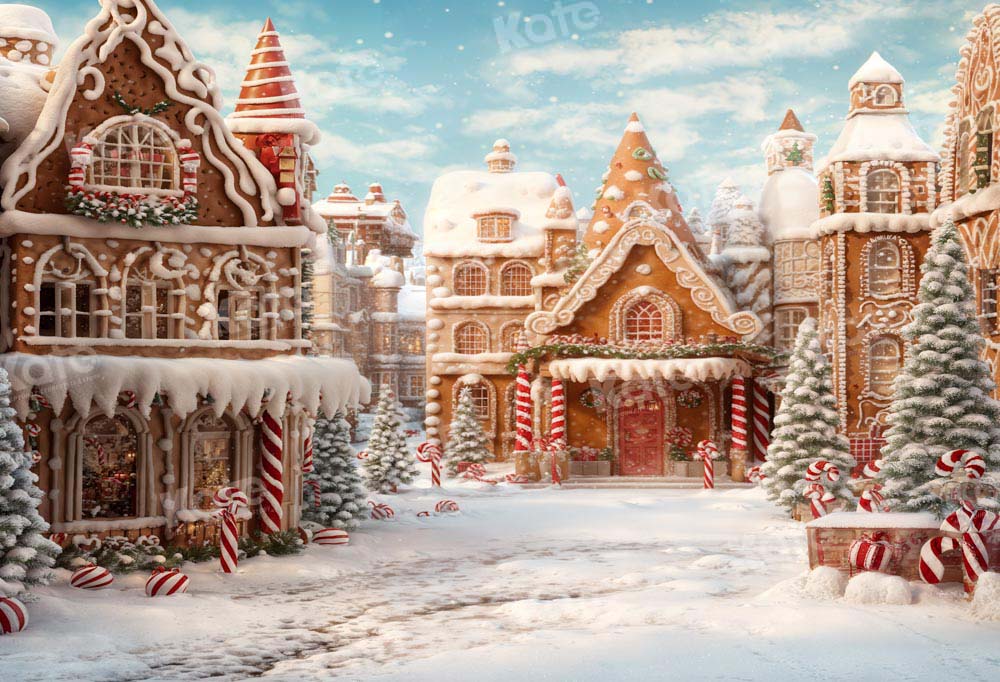 Kate Winter Christmas Gingerbread Candy Town Backdrop Designed by Chain Photography -UK